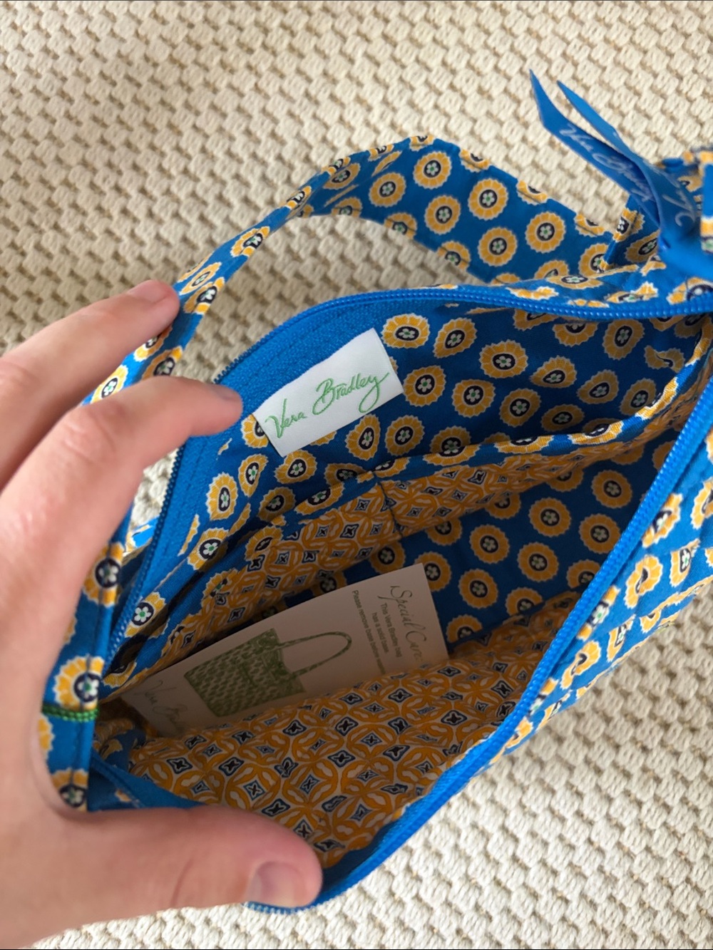 Vera Bradley Blue and Yellow Quilted Floral Medallion Shoulder Bag - Picture 2 of 2